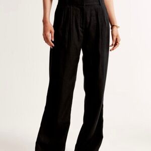 Abercrombie & Fitch Black Linen Trouser Pants
